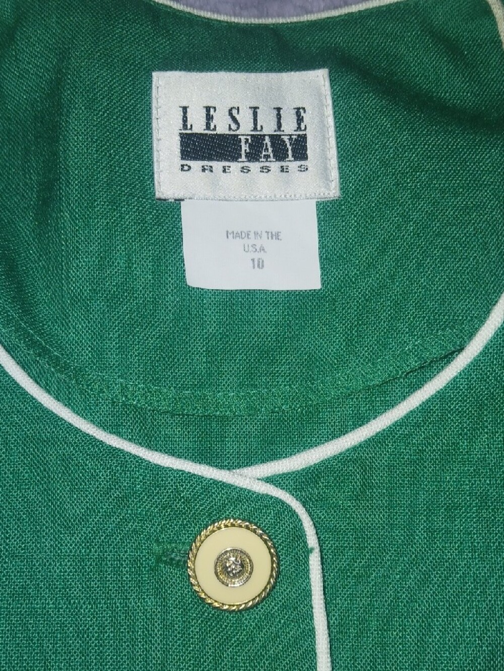 90s Vintage Leslie Fay Emerald Green Short Sleeve Blazer W/ Faux Packet Square - Picture 6 of 9